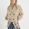 Beige Short Bubble Hem Trench Jacket