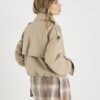 Beige Short Bubble Hem Trench Jacket