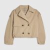 Beige Short Bubble Hem Trench Jacket