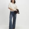 Beige Short Sleeve Tipped Jumper