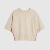 Beige Short Sleeve Tipped Jumper