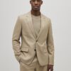 Beige Skinny Fit Textured Suit Jacket