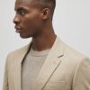 Beige Skinny Fit Textured Suit Jacket