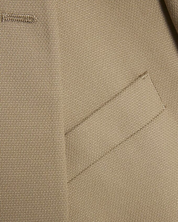Beige Skinny Fit Textured Suit Jacket