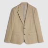 Beige Skinny Fit Textured Suit Jacket
