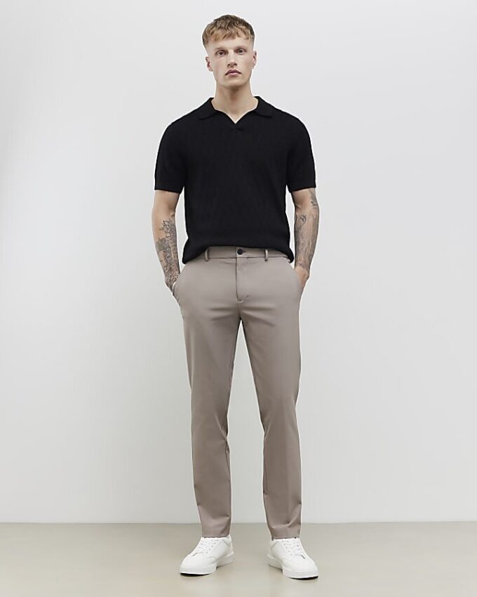 Beige Skinny Fit Trousers