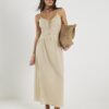 Beige Sleeveless Cornelli Maxi Beach Dress