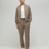Beige Slim Fit Bomber Jacket