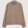 Beige Slim Fit Bomber Jacket