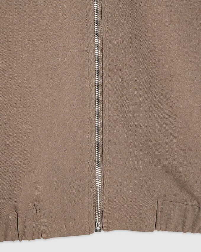 Beige Slim Fit Bomber Jacket