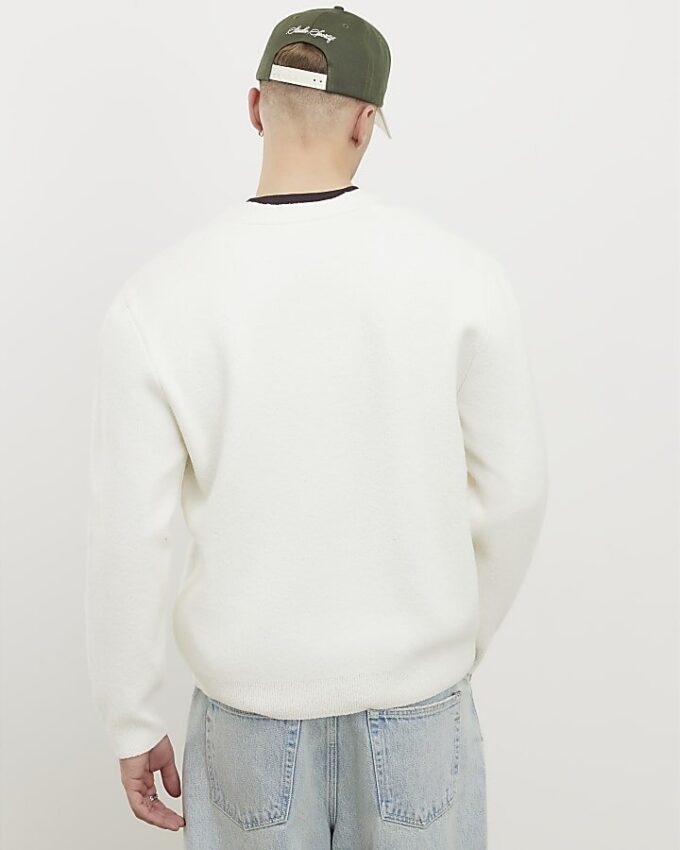 Beige Slim Fit Boucle Cardigan