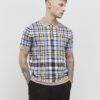 Beige Slim Fit Check Collar Polo Shirt
