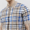 Beige Slim Fit Check Collar Polo Shirt