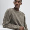 Beige Slim Fit Knitted Check Jumper