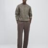 Beige Slim Fit Knitted Check Jumper