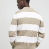 Beige Slim Fit Knitted Stripe Cardigan