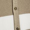 Beige Slim Fit Knitted Stripe Cardigan