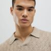 Beige Slim Fit Open Collar Shirt