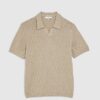 Beige Slim Fit Open Collar Shirt