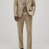 Beige Slim Fit Texture Suit Trousers