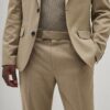 Beige Slim Fit Texture Suit Trousers