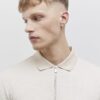 Beige Slim Fit Textured Polo Shirt