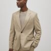 Beige Slim Fit Textured Suit Jacket