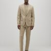 Beige Slim Fit Textured Suit Jacket