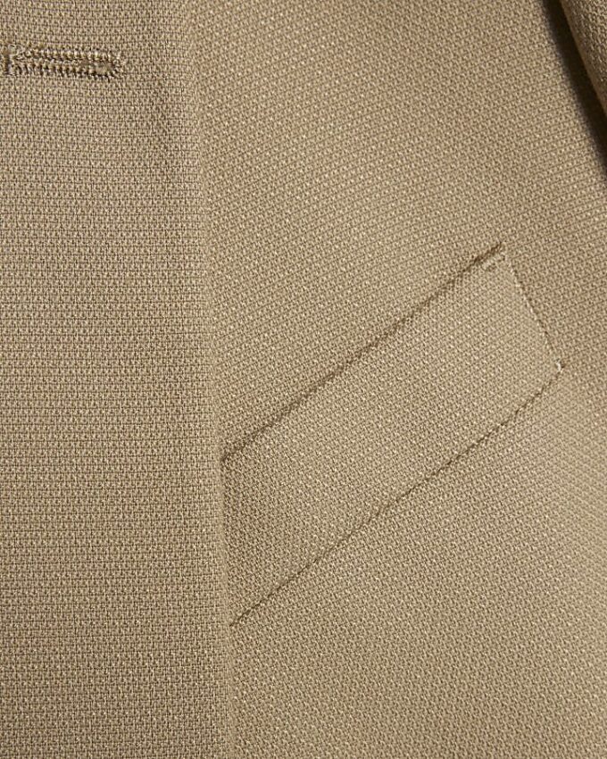 Beige Slim Fit Textured Suit Jacket