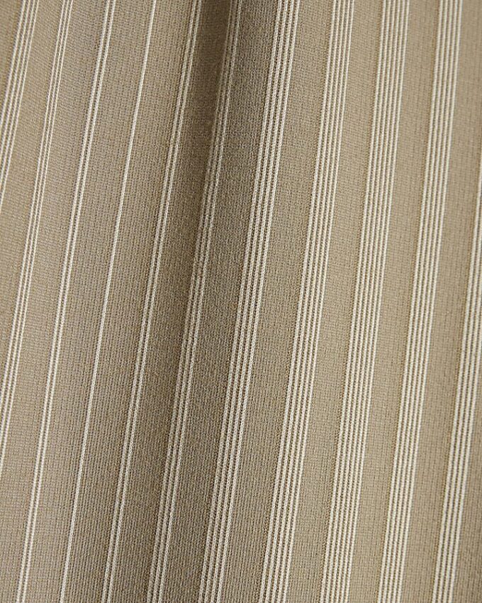Beige Stretchy Striped Wide Leg Trousers
