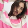 Beige Striped Crew Neck Jumper