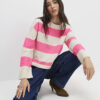 Beige Striped Crew Neck Jumper