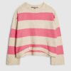 Beige Striped Crew Neck Jumper