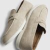 Beige Suede Loafers