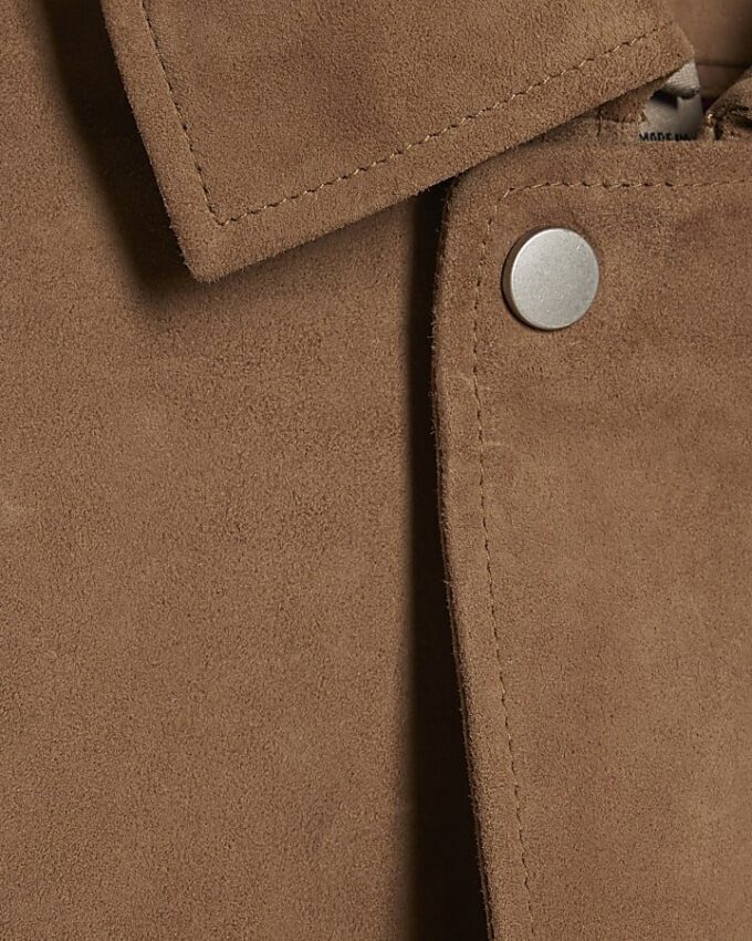 Beige Suede Oversized Bomber Jacket