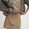 Beige Suede Seam Detail Mini Skirt