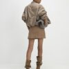 Beige Suede Seam Detail Mini Skirt