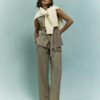 Beige Tie Detail Trousers