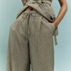 Beige Tie Detail Trousers