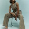 Beige Tie Detail Trousers