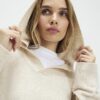 Beige Tipped Hooded Jumper