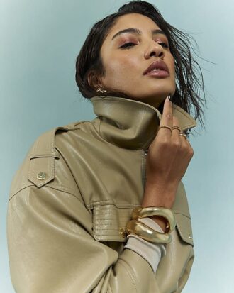 Beige Utility Cinched Waist Jacket
