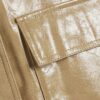 Beige Vinyl Funnel Neck Bomber Jacket