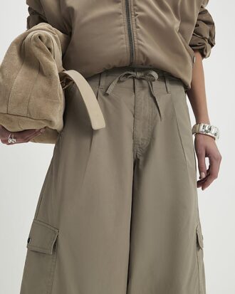 Beige Wide Leg Cargo Trousers Beige Wide Leg Cargo Trousers