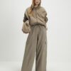 Beige Wide Leg Cargo Trousers