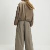 Beige Wide Leg Cargo Trousers