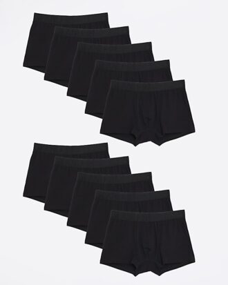 Black 10 Pack RI Jacquard Waistband Trunks