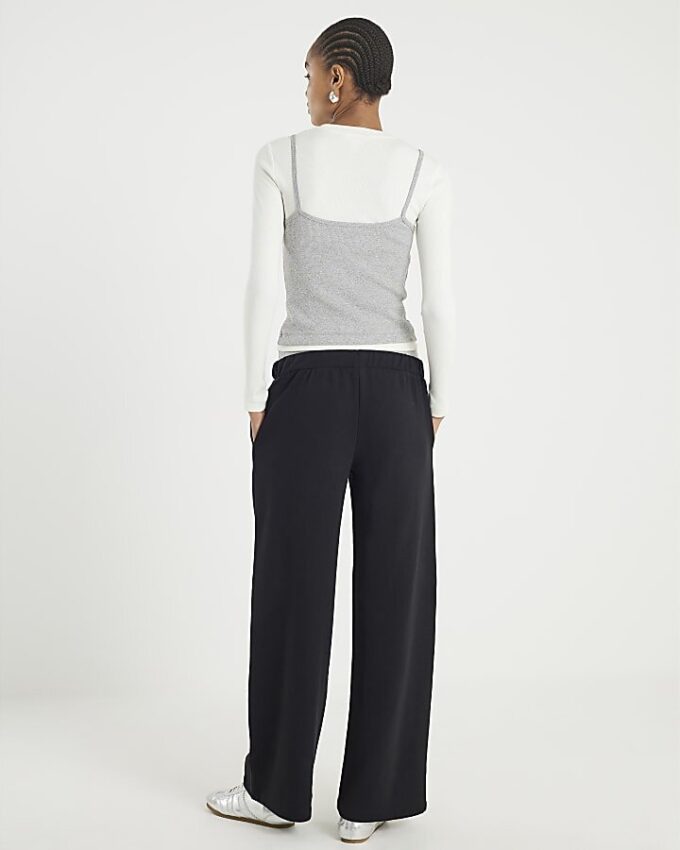 Black 2 in 1 Wide Leg Joggers