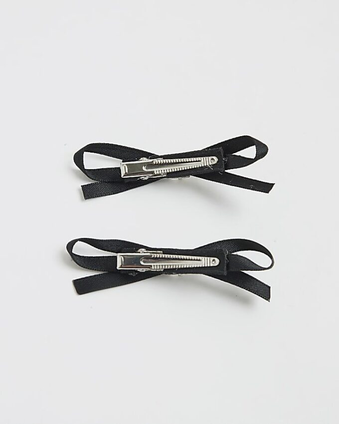 Black 2 Pack Bow Ribbon Hair Clips