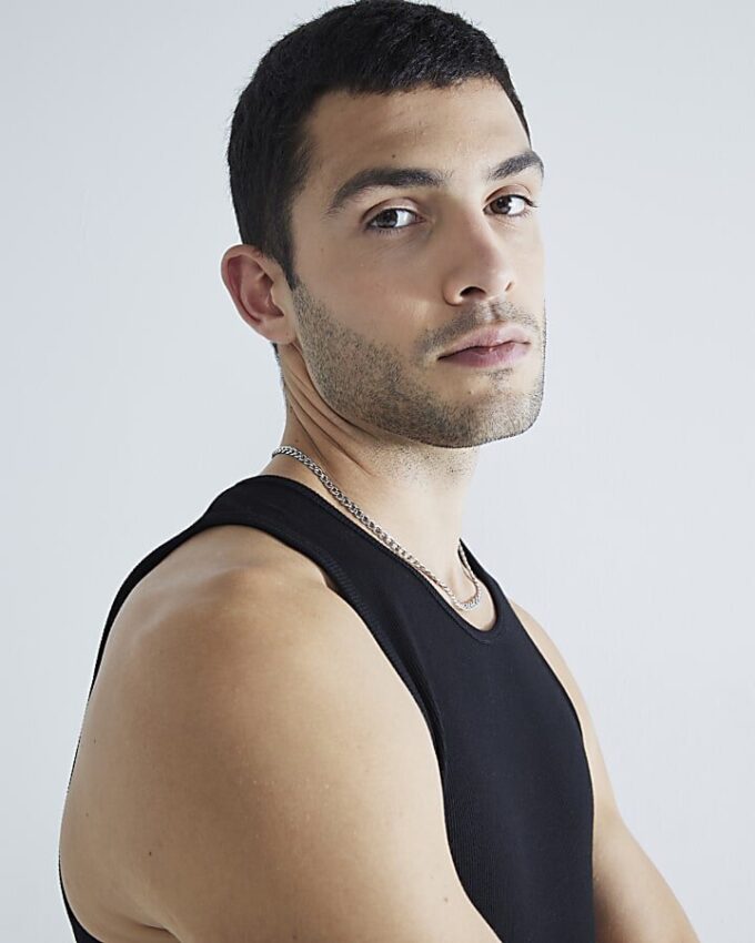 Black 2 pack Muscle Fit Ribbed Vest